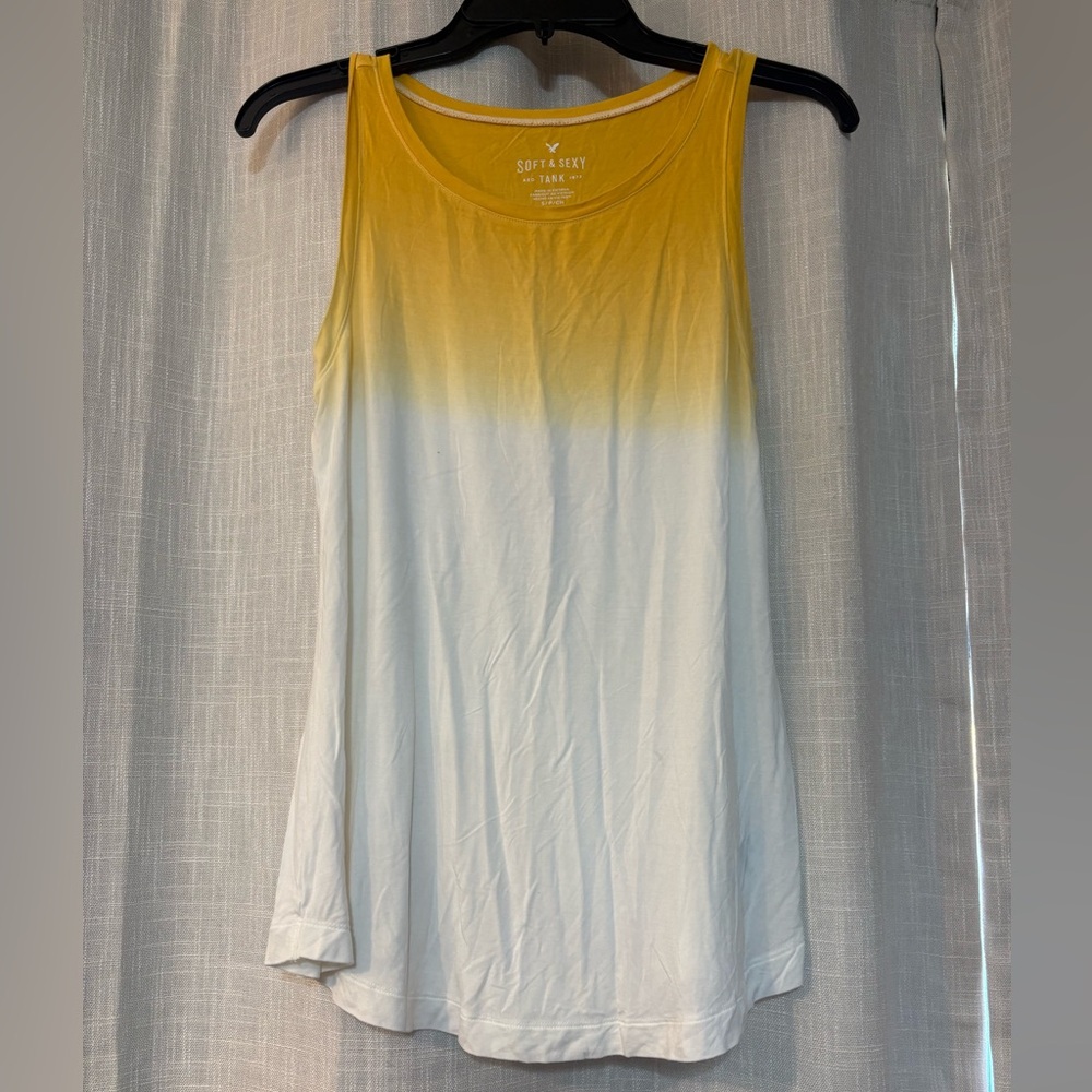 American Eagle Outfitters Yellow to White Ombre Tank Top